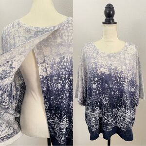 J. Jill Pure Jill Linen Blend Dolman Sleeve Beachy Blue Ombre Open Back Top XL